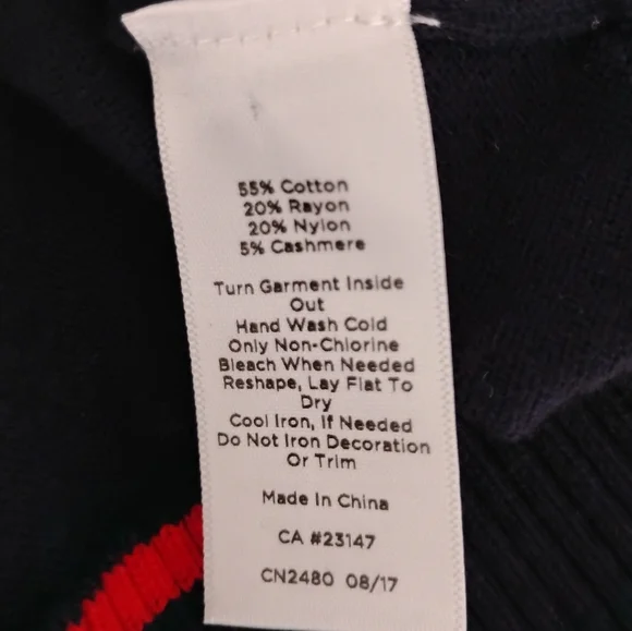 Talbots Cotton Cashmere Nautical Ruffle Cardigan Navy Blue Red Coastal Size 1X - Picture 14 of 14